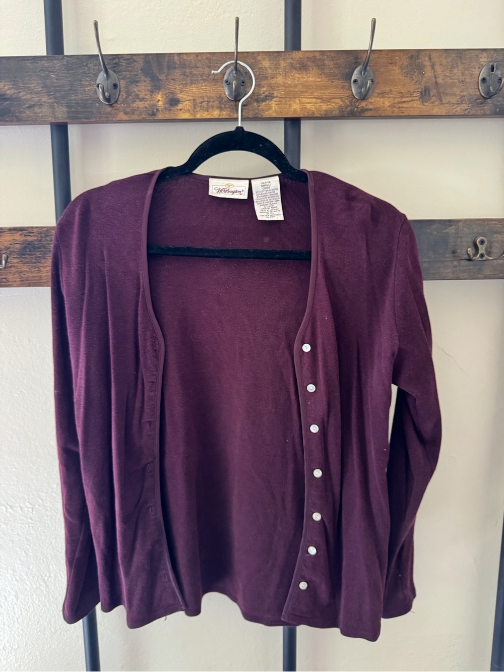 Worthington Wine Button-Front Cardigan